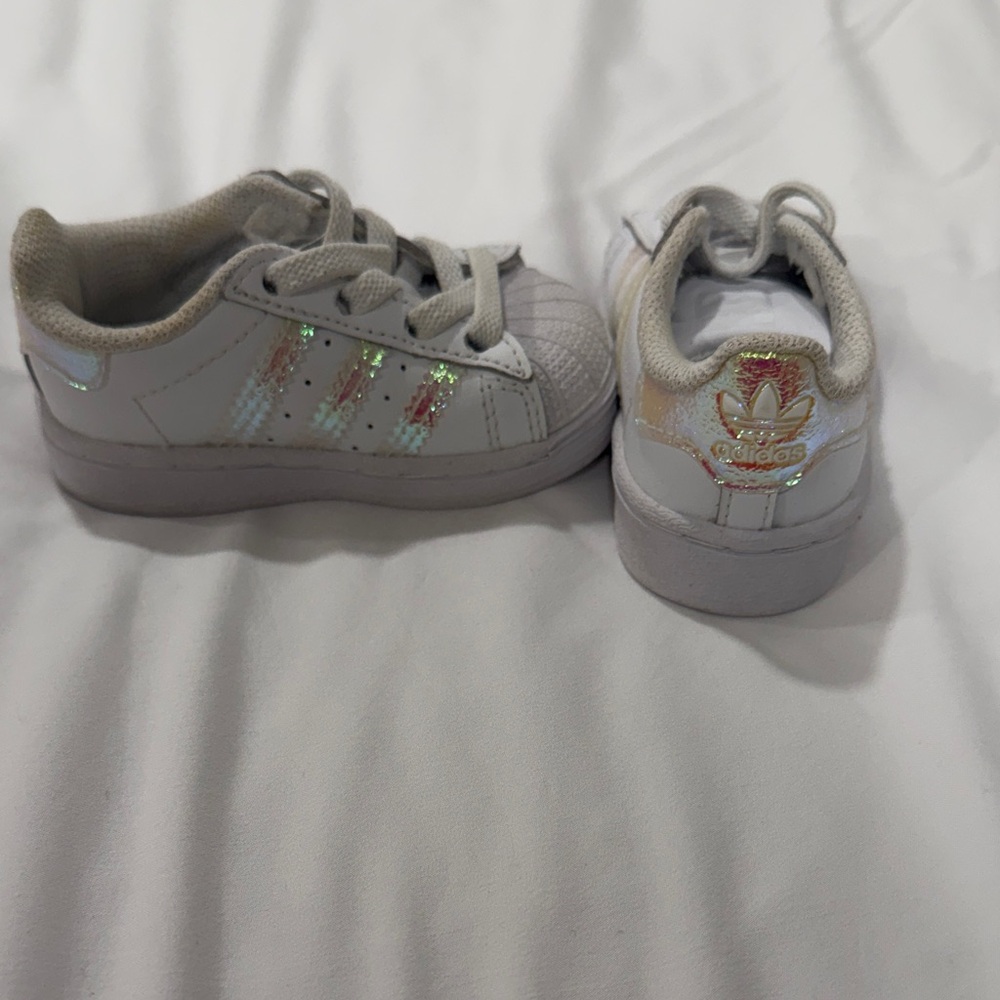 Adidas Kids White and Silver Sneakers